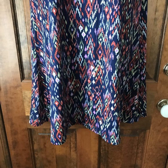 Harlow & Rose Navy Blue w/Multi-Color Abstract Pullover Tee Dress Medium - Picture 3 of 10